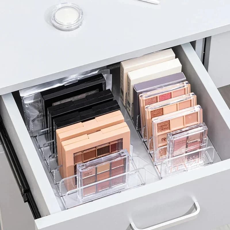 Organizer from Desk to 7 Departments for Cosmetics, Plastic Bearing Box for Blush and Umbrellas, Exhibitor Tray