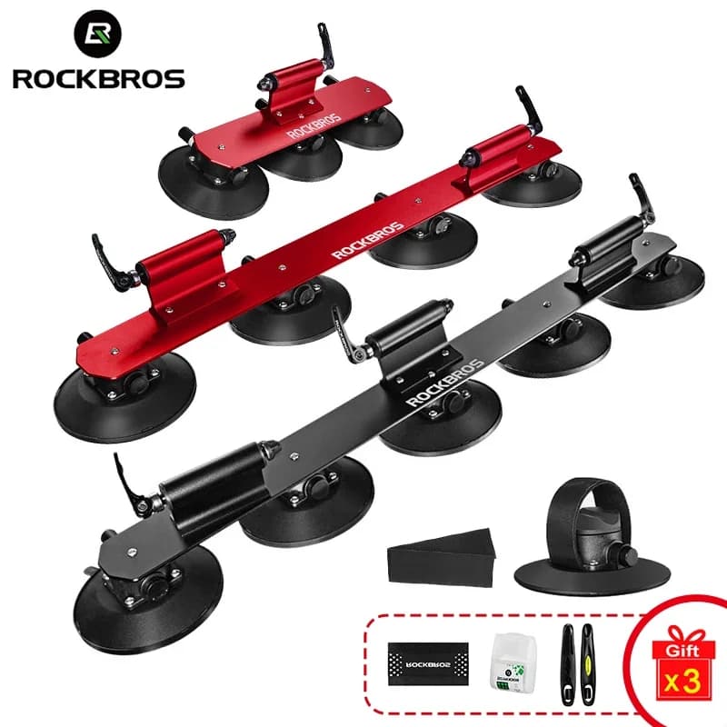 ROCKBROS Portabici da tetto con aspirazione sottovuoto per auto Portabiciclette MTB Ventosa Portabici da tetto per auto Supporto universale per mountain bike da strada