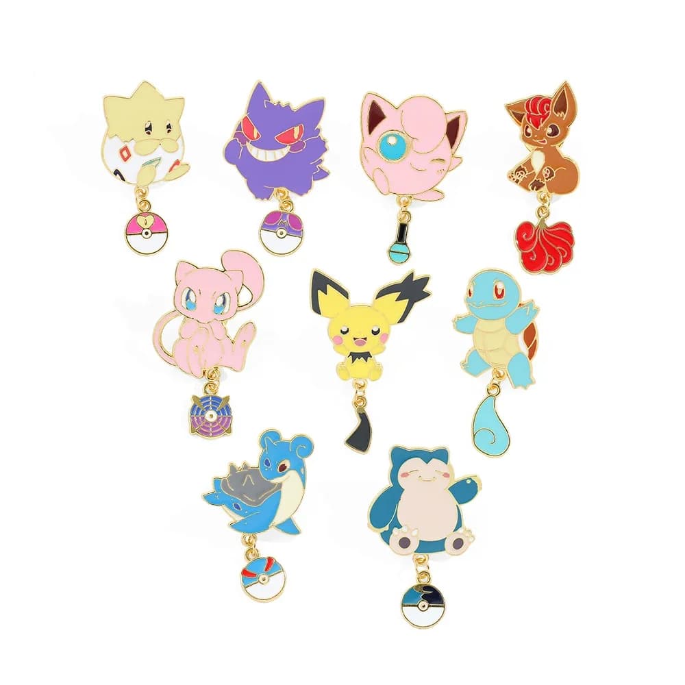 9 pezzi Anime Squirtle spilla creativa Gengar catena smalto Pin moda elfo zaino abbigliamento gioielli distintivo in metallo accessori regalo