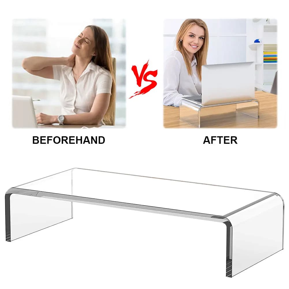 Support for Transparent Acrylic Monitor, Desktop Enhancement, Laptop Support, For Home & Office, Printer, TV, Screen, Keyboard, With Vano Storage