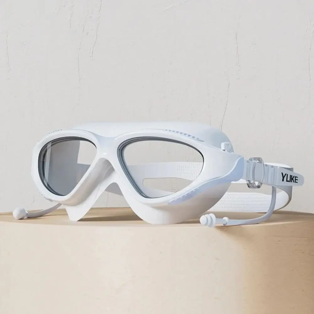 PVC Big Frame Swimming Goggles HD with Earplugs Swimming Glasses with Earplugs Waterproof Anti-fog Adjustable Anti-fog Goggles