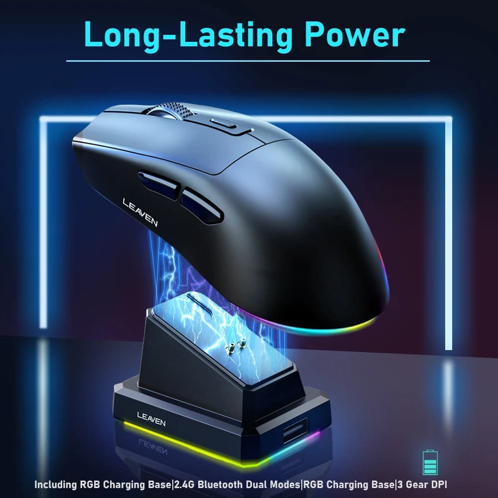 Bluetooth Wireless Mouse 2.4G Dual Mode Rechargeable With Charging Dock Backlight LED High Cost-Effective For Laptop PC