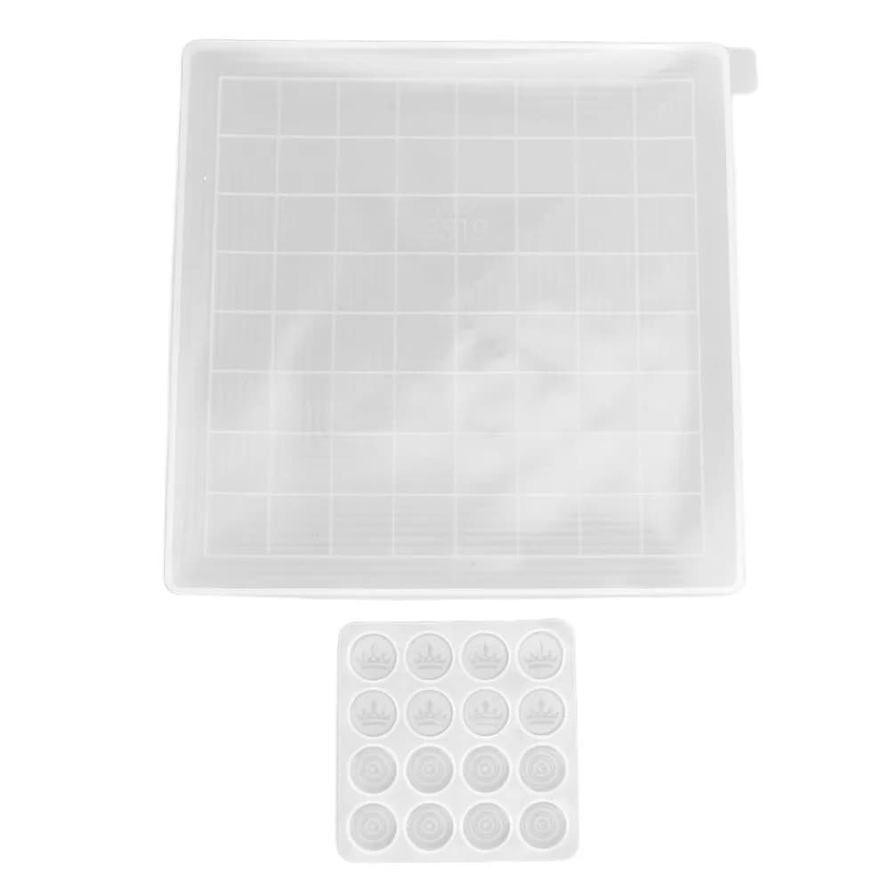 Set di 2 Stampi in Silicone Trasparente per Scacchi e Dama, Stampi Flessibili in Resina per Creazioni Fai-da-Te