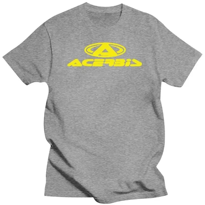 T-Shirt a Maniche Corte Acerbis per Uomo, Grigio con Logo Giallo, Traspirante e ad Asciugatura Rapida, per Moto, Fuoristrada, Sport e Uso Quotidiano