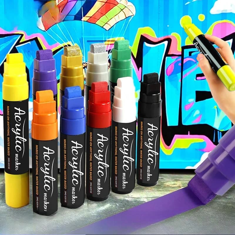 10 Colors 15mm Wide Tip Permanent Ink Thick Acrylic Paint Pens for Rock Painting, Stone, Glass,Wood,Ceramic,Metal,Plastic,Fabric