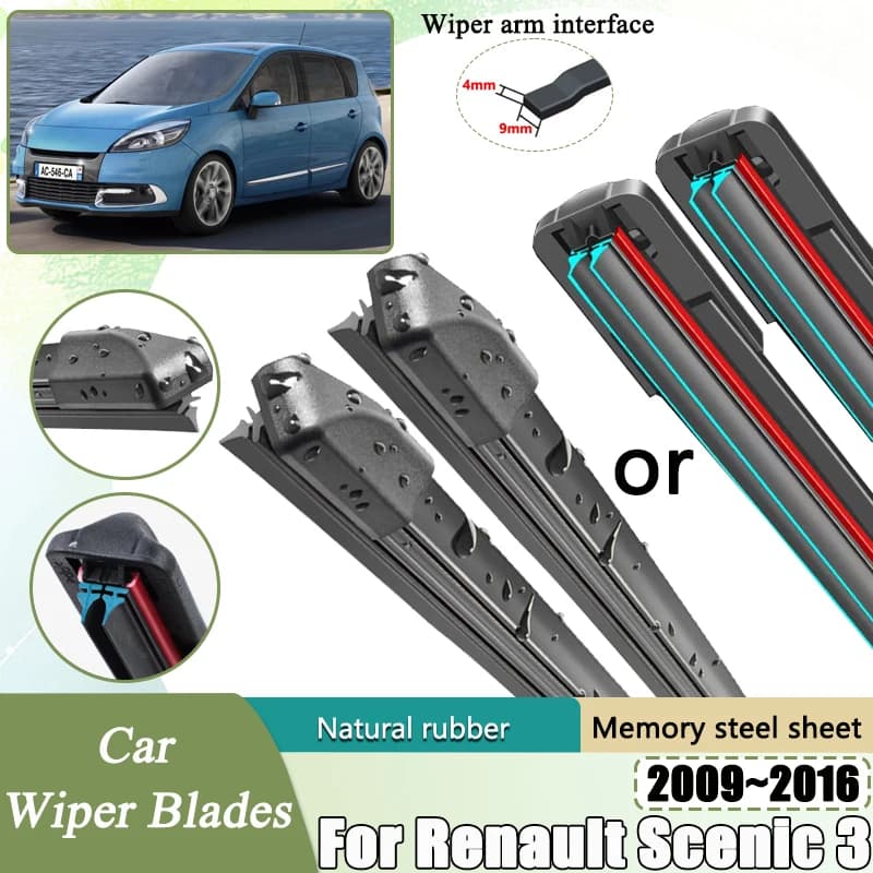 Auto Spazzole Tergicristallo Per Renault Scenic 3 MK3 III X95 2009 2010 ~ 2016 Doppia Striscia di Gomma Pulire Spazzola di Pulizia Parabrezza Accessori