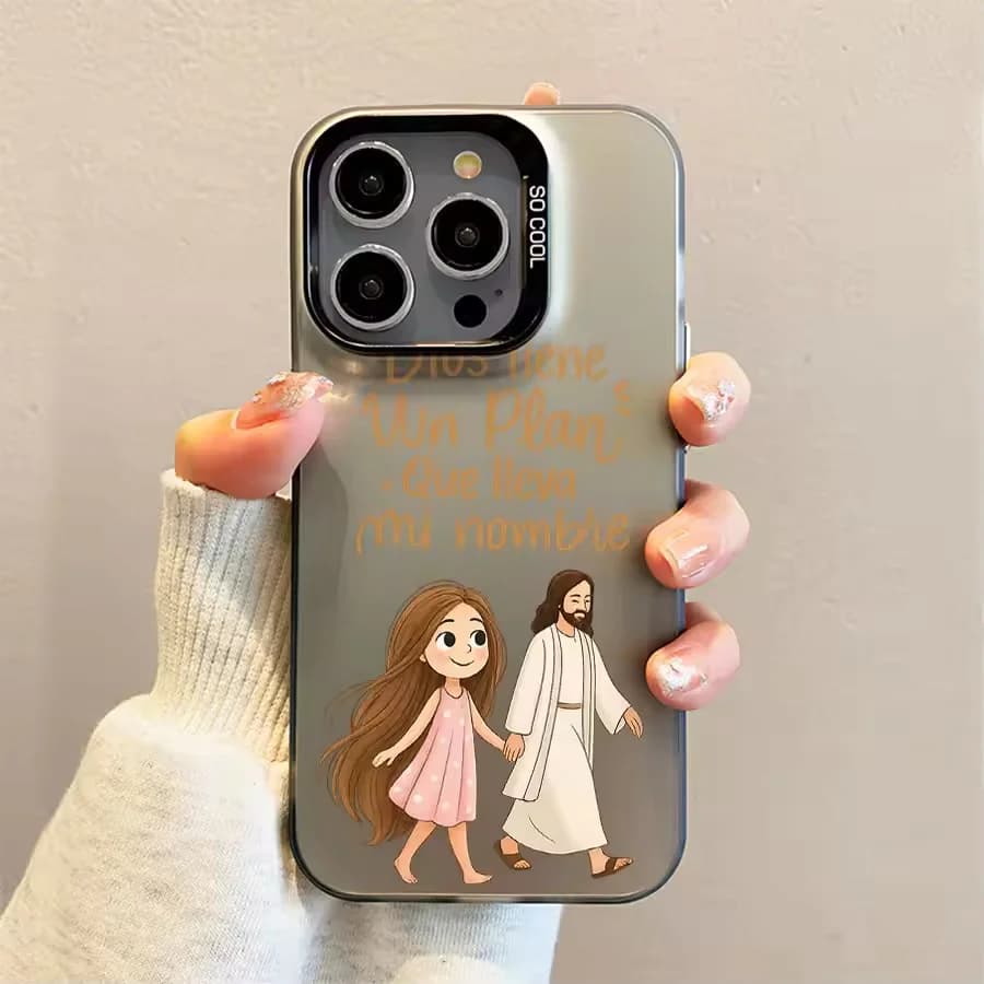 Cute Girl Walking With God Matte Phone Case For iPhone 17 16 15 14 13 12 11 Pro Xs Max Plus Air Mini XR X 17e 16e Advanced Cover