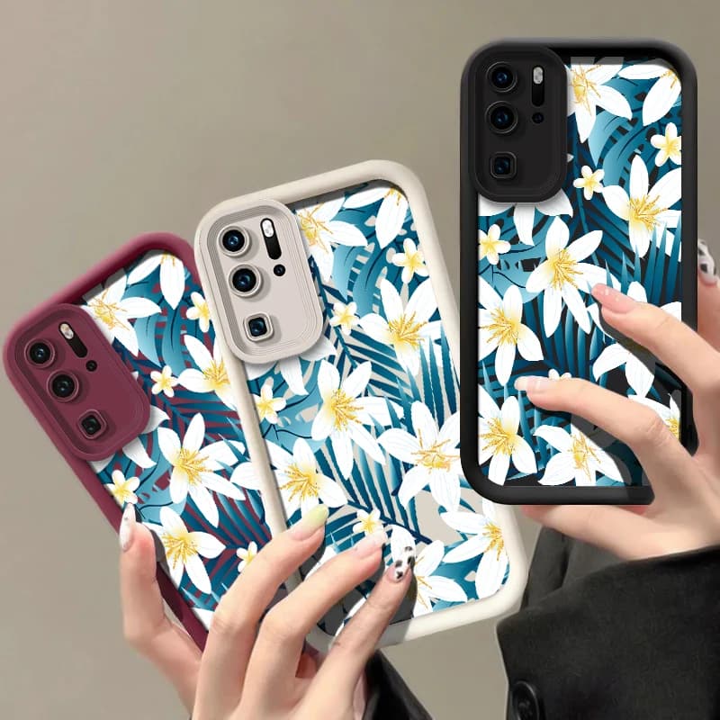 Opaca Soft Case for Huawei P30 P20 P50 Pro P40 Lite 5G P Smart Pro Y9 Prime 2019 Y7A Y9S with Silicone Floral Pattern