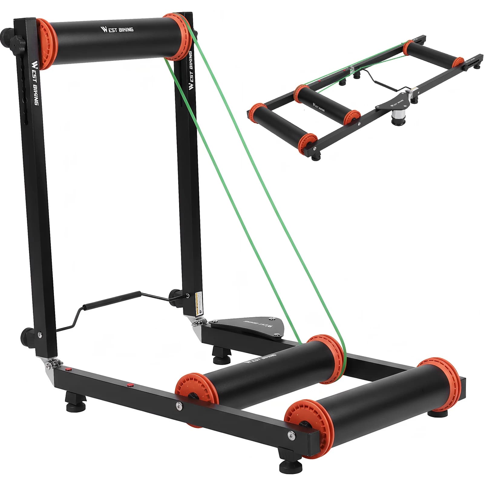 Supporto Pieghevole per Bici da Allenamento Indoor, Rullo Silenzioso Regolabile in Lega di Alluminio per Ruote da 16-27.5 Pollici e 700C