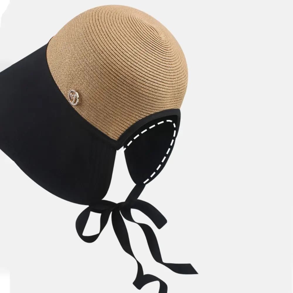 Sweet Shade Sun Caps Foldable Bucket Hat Stripe Wide Brim Sunscreen Bucket Hat Sunscreen Weave Straw Hat Girls
