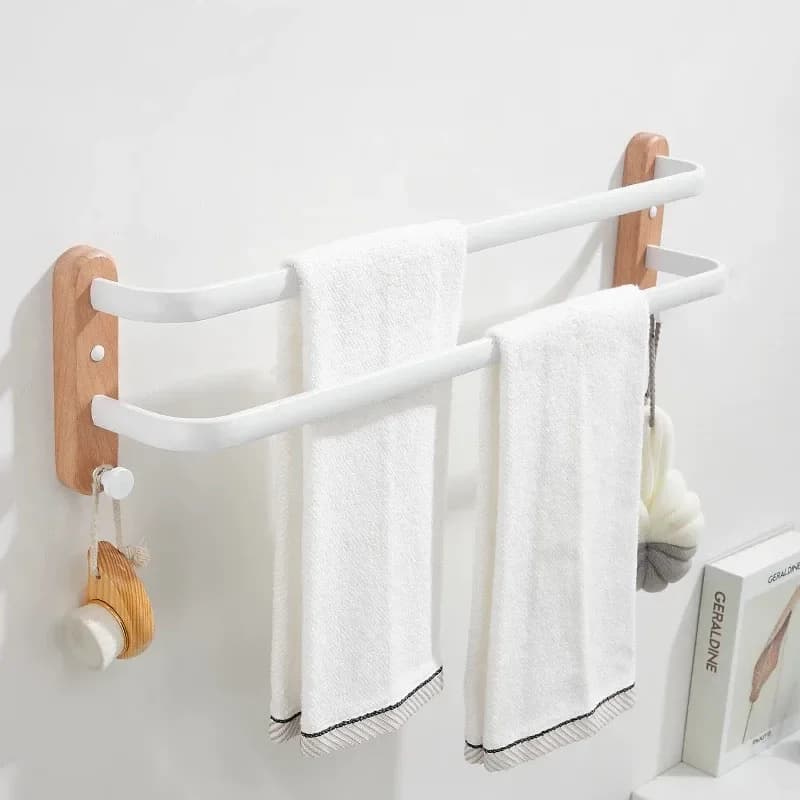 Porta asciugamani da bagno in legno Porta asciugamani da parete Porta asciugamani bianco Porta asciugamani Whie Gancio 40-50 cm Porta asciugamani Accessori da bagno