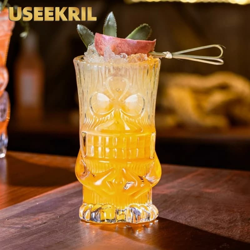 Tazze in vetro Tiki Tazze Tiki Bicchieri da cocktail Tazza Tazze da cocktail hawaiane creative Tazza divertente Accessori per bar in vetro per bevande e birra