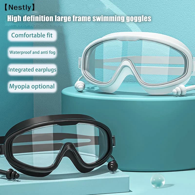 Large Frame Swimming Goggles For Kids High Quality Antifog Swim Glasses Waterproof HD Swim Eyewear Swim Equipment〔Nest〕
