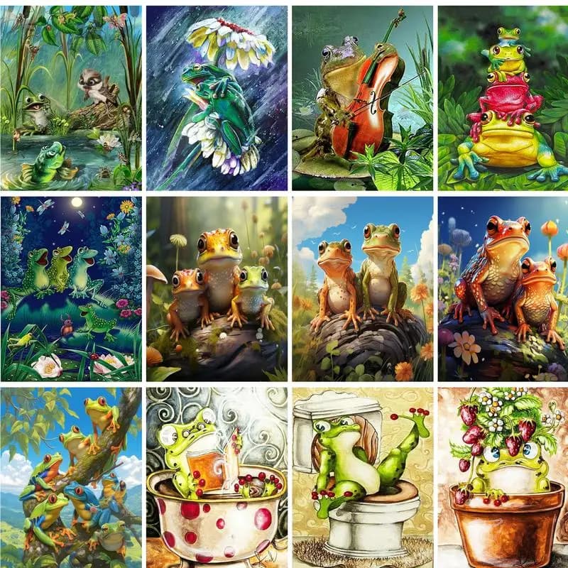 Diy Painting By Numbers Adults Crafts Frog Animals Coloring By Numbers Acrylic Paints Diy Gift For Adults Artwork 1pc frameless