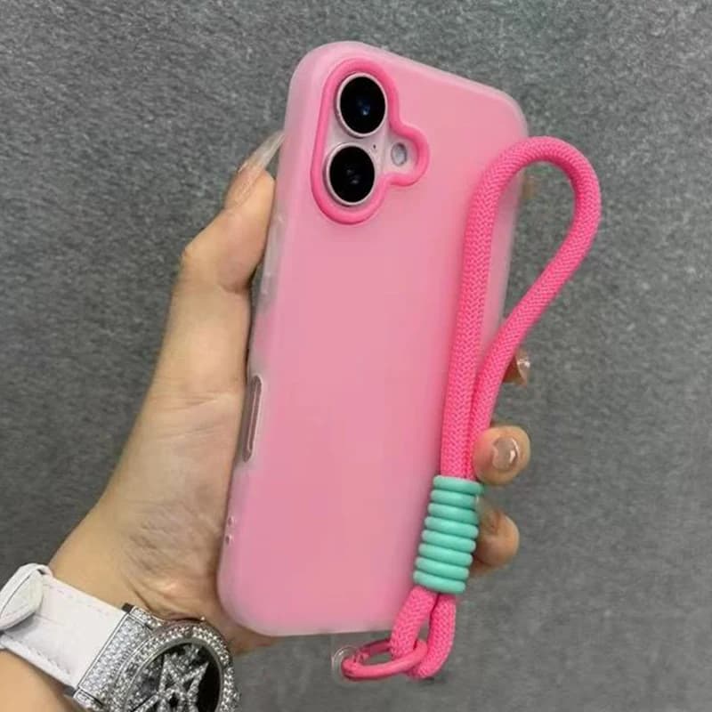 Custodia per telefono trasparente morbida opaca per iPhone 17 16 Pro Max 15 14 13 12 11 XS X 7 8 Plus 16e Cinturino da polso con cordino