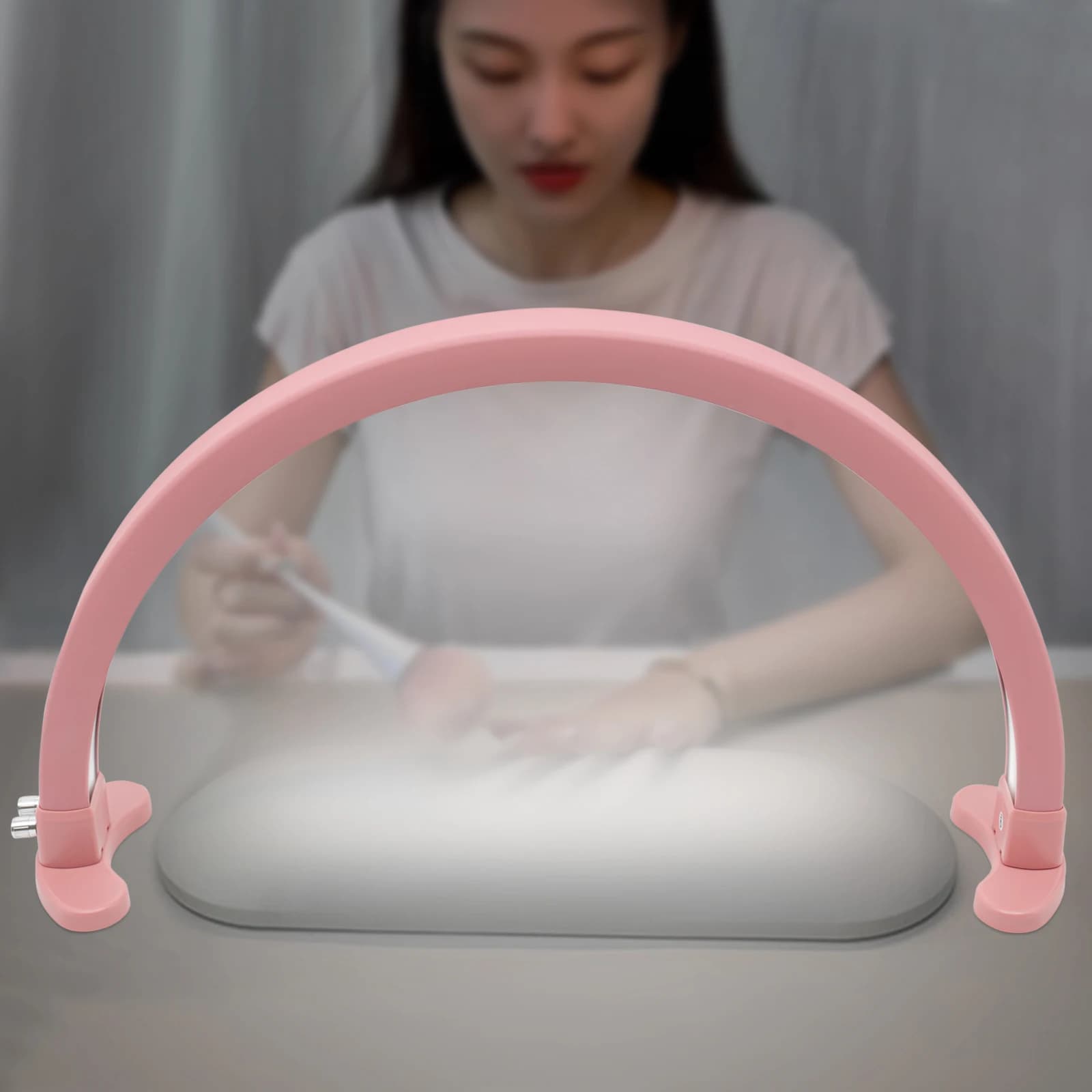 Lampada da Tavolo a Mezzaluna per Unghie, Luce LED 2400 Lumen, Lampada da Scrivania Rosa per Manicure, Luce per Tatuaggi, Cura della Pelle e Salone di Bellezza