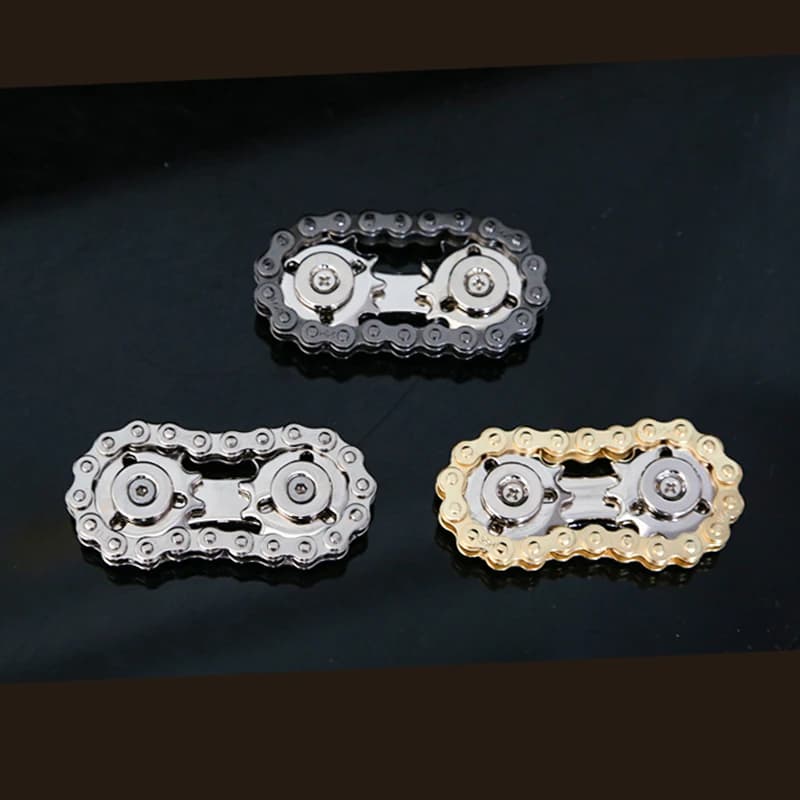 Spinner per la punta delle dita della catena della bici | Giocattolo Fidget EDC in metallo | Giocattolo per alleviare lo stress e l'ansia per adulti | Regalo per gli uomini