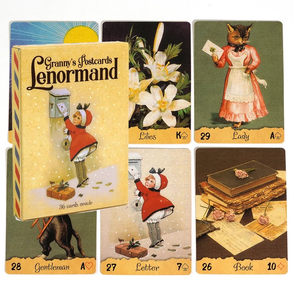 Cartoline della nonna Lenormand 36 carte Oracle Deck secolo d'Europa Carte dei tarocchi Oracle per principianti Set Gioco di carte Gioco da tavolo
