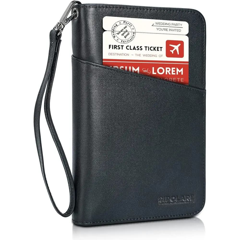 Porta Passaporto con Protezione RFID per Uomo e Donna, Contiene 6 Passaporti, Portafoglio da Viaggio