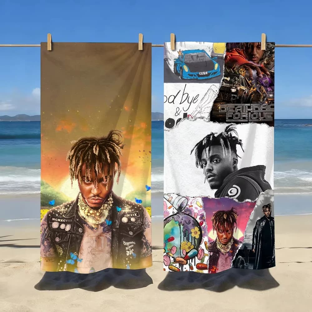 Grande asciugamano da spiaggia ad asciugatura rapida con design 'Legends Never Die' di J-Juice-W-WRLD, morbido asciugamano per piscina, palestra, viaggi, doccia, campeggio, sport