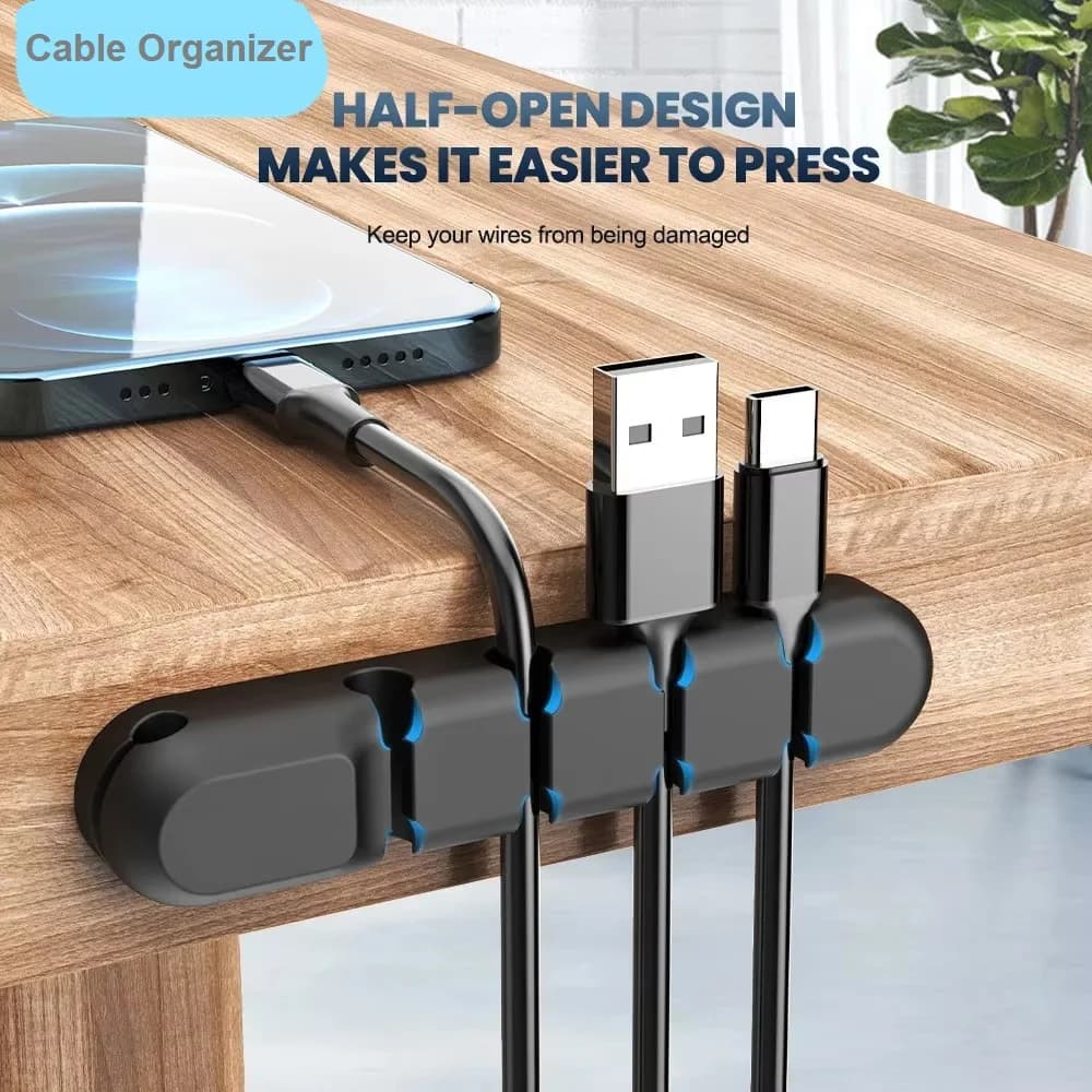 Organizzatore di cavi, supporto per fili, avvolgicavo USB flessibile, clip in silicone per mouse, tastiera, protezione per auricolari