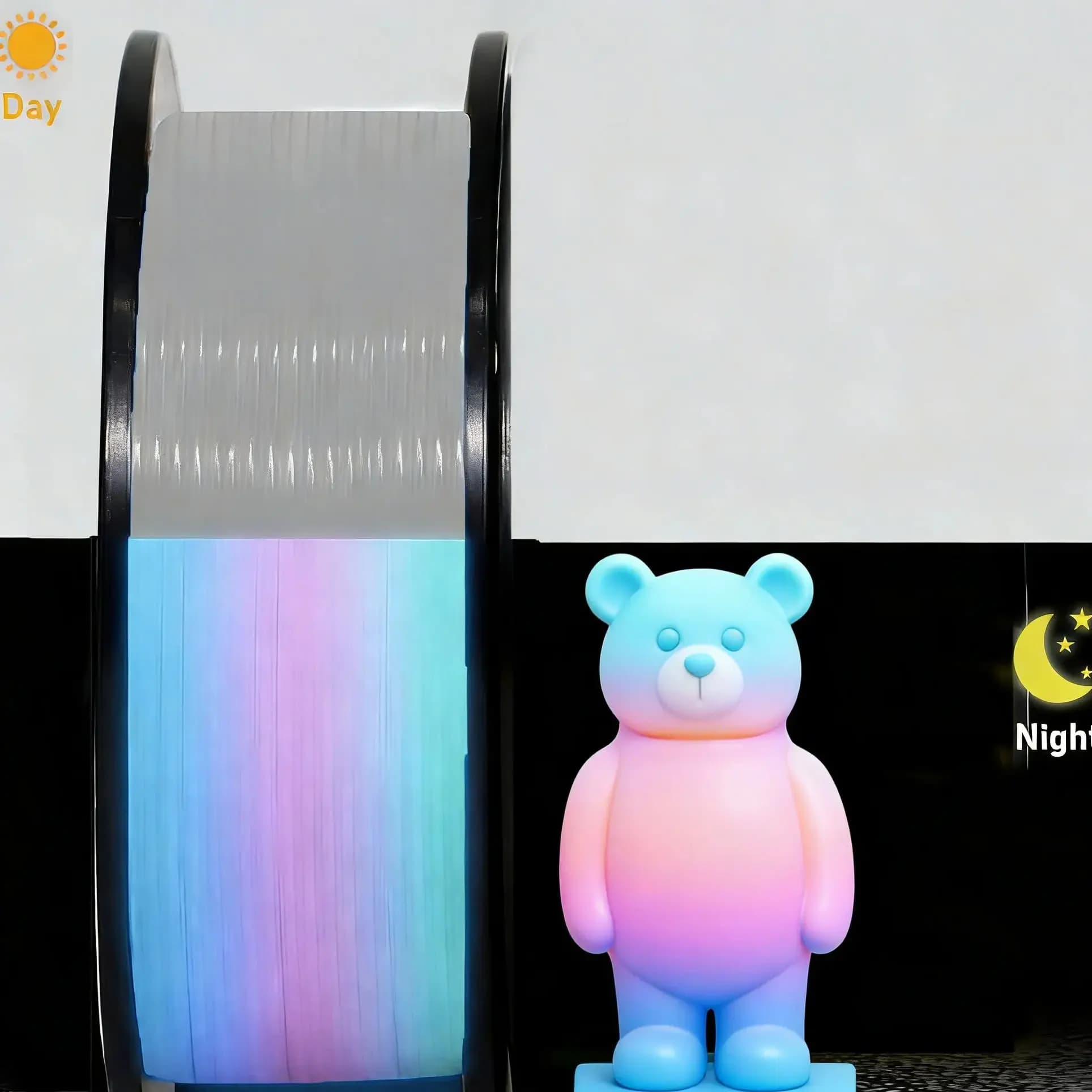 Filament PLA for Fluorescent 3D Printer 1.75mm, Rainbow Pack, Dimensional Accuracy +/- 0.03mm, 250g for 3D Printing