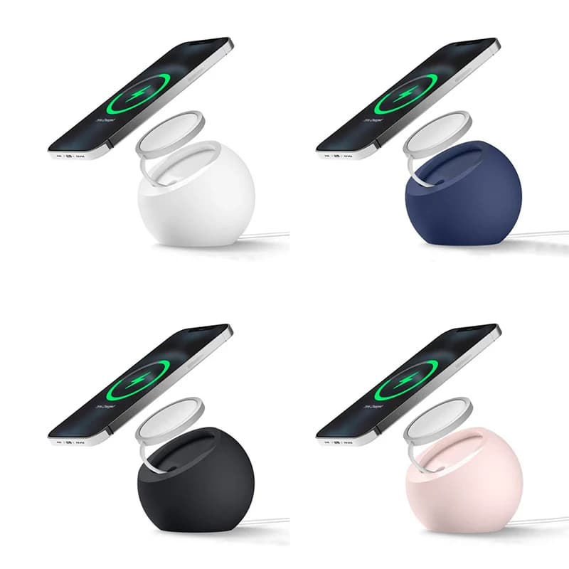 Supporto da Scrivania Magnetico in Silicone a Forma di Sfera per Ricarica MagSafe iPhone 15 14 13 Pro, Accessori per Stazione di Ricarica Macsafe