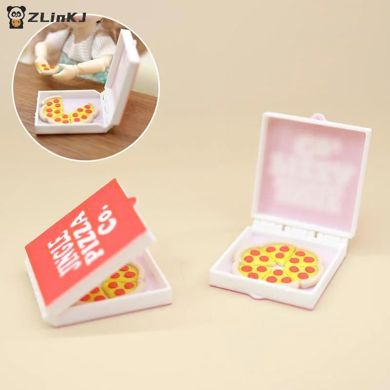 ▶ Modellini di Mini Pizze in Scala 1/12 con Scatola, Decorazioni per Cucina di Casa delle Bambole, Giocattoli per Gioco di Ruolo