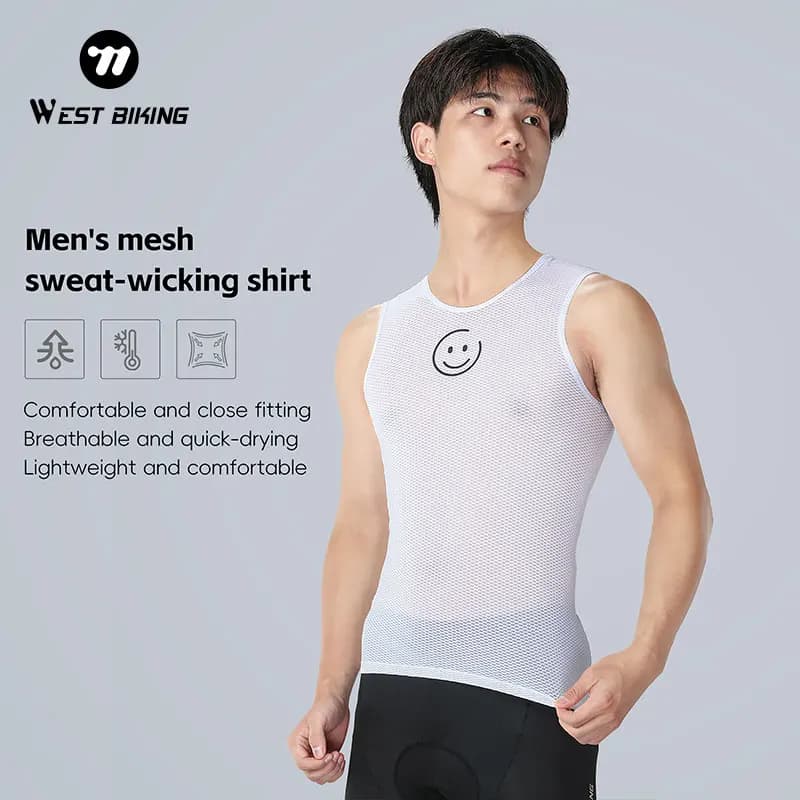 WEST BIKING Cycling Jersey Men Bike Vest Shirt MTB Bike Bicycle Mesh Breathable Underwear Male Running Hiking Sport Jersey