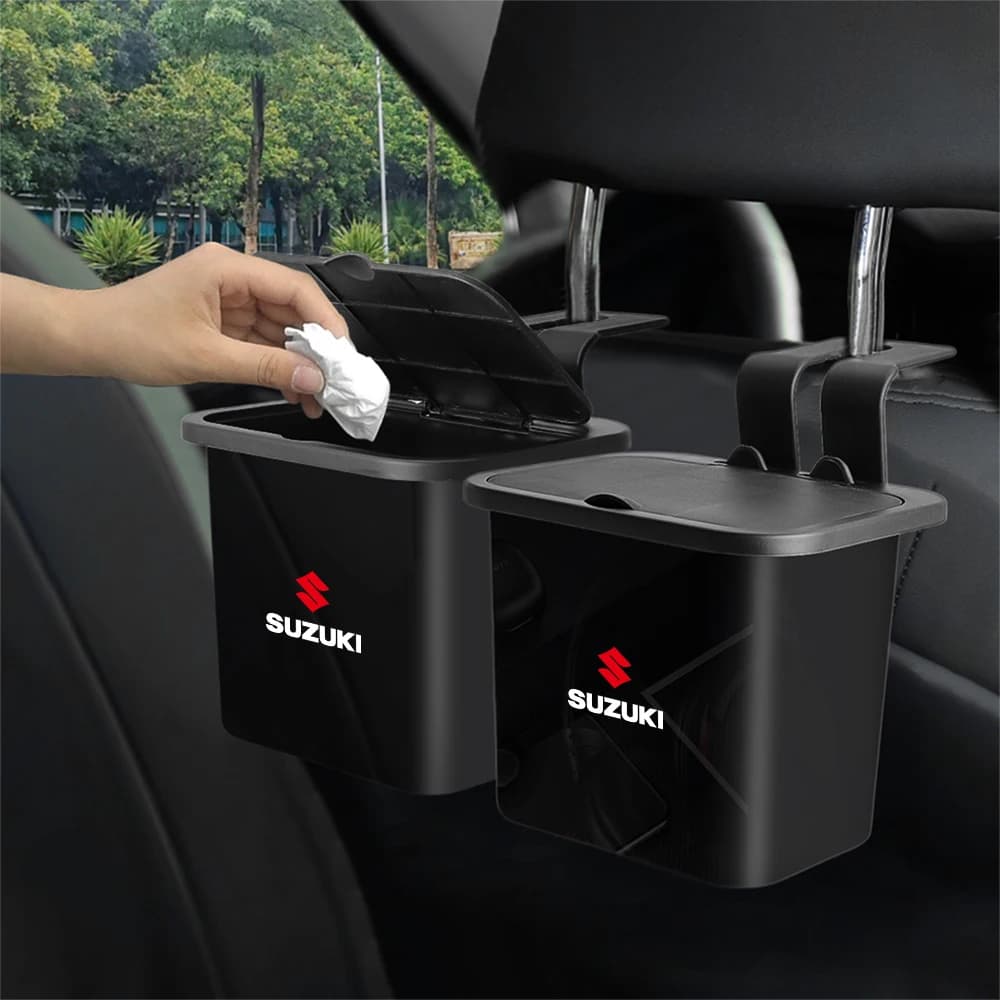 Cestino per auto da appendere al sedile, portaoggetti e porta telefono, contenitore per rifiuti per Suzuki S-cross Spacia Splash Kizashi, coprimozzo per auto