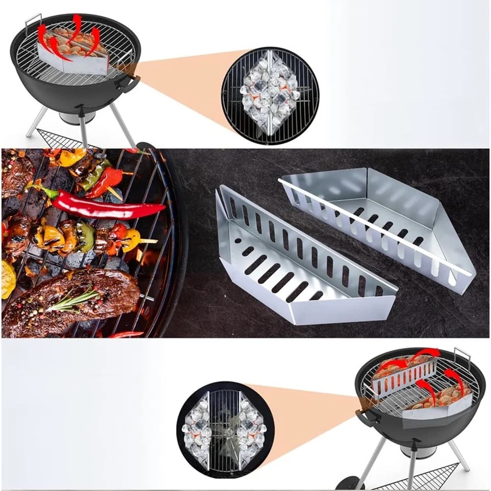 Charcoal Cage BBQ Basket Camping Grill Galvanized Steel Rust-resistant Reinforced Edges Smooth Edges Compact Portable
