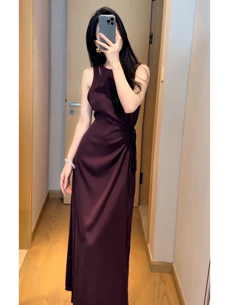 Elegant Red Dress Summer High Waist A-Line Skirt Beautiful Unique Dress for Important Occasions Women's Fashion Premium Quality