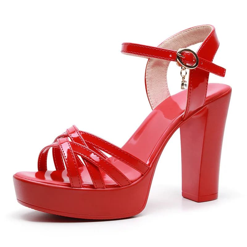 8cm 10cm Plus Size 33-42 Elegant Block High Heel Sandals Women Shoes Leather 2026 Summer Thick Platform Shoes Office Dress Model