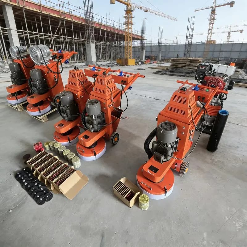 Concrete Grinder Floor Grinding Machine Manual Push Type Wet Dry Polishing Cement Surface Dust Vacuum Cleaner Kit