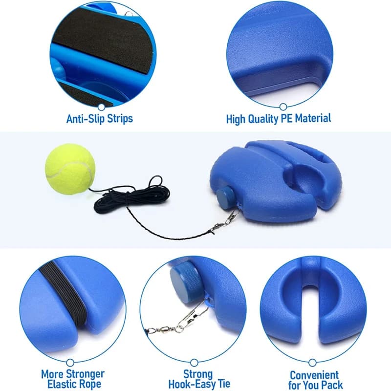 Dispositivo partner per allenatore di tennis Base per aiuti per l'allenamento di tennis per carichi pesanti con rimbalzo per pratica di palla in corda elastica