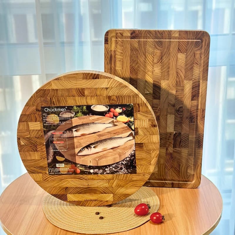 Tagliere in legno massello, tagliere extra spesso senza vernice, pannello da cucina anti-muffa, blocco da macellaio rotondo per ristorante