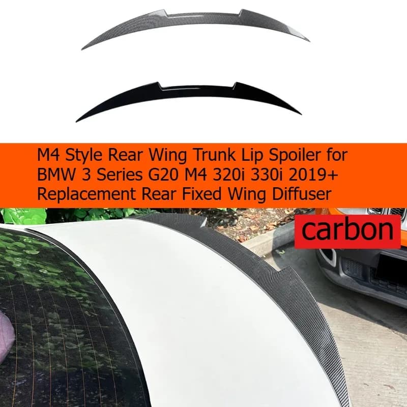 Spoiler Posteriore Stile M4 per BMW Serie 3 G20 M4 320i 330i 2019+ Diffusore Posteriore Fisso Sostitutivo