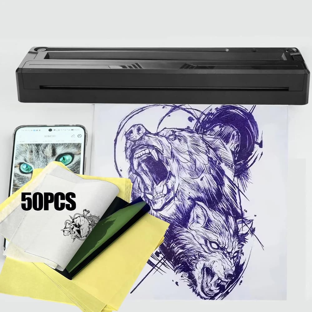 Tattoo Transfer Machine with Stencil Printer for Professional Wireless Tattoo Transfer with Transfer Card Suitable for Phone/tablet/ PC