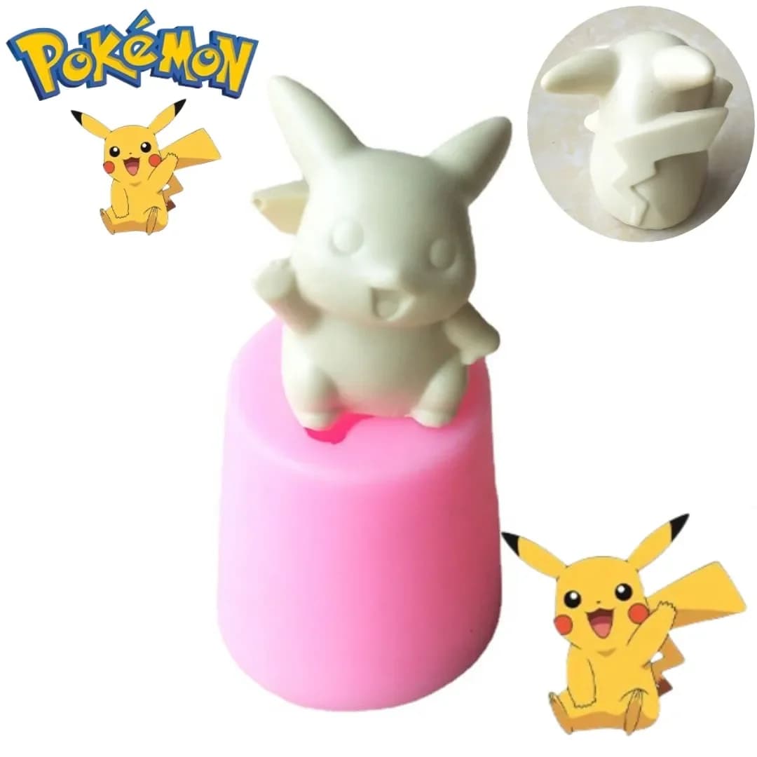 Stampo in Silicone 3D Pikachu per Candele, Utensili da Cucina per Torte, Stampi per Cioccolato, Caramelle, Dessert, Cupcake, Stampo da Forno per Bambini a Tema Cartone Animato