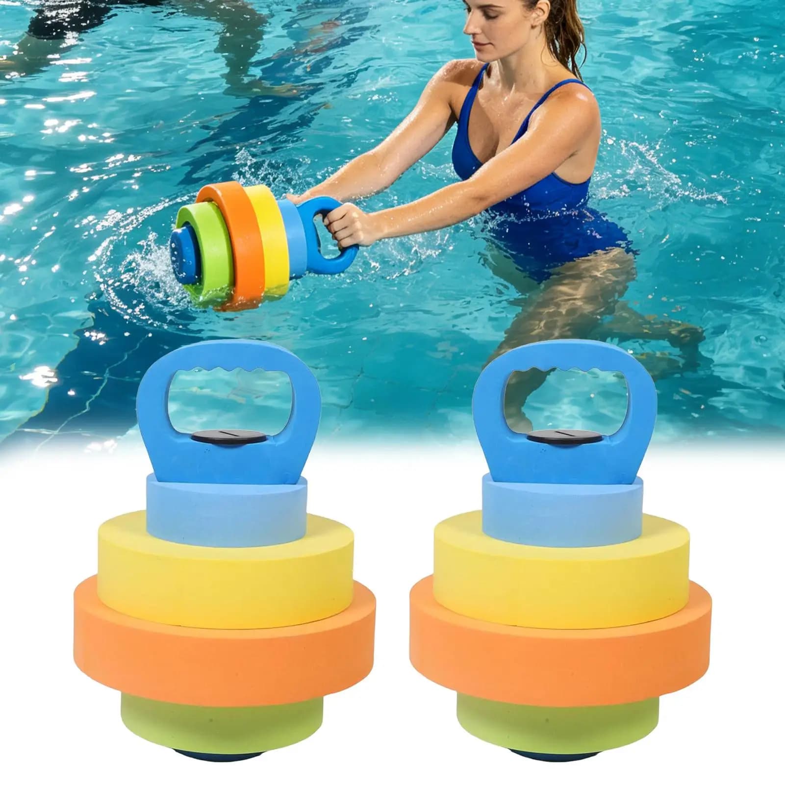 Water Weights 2 Pieces Adjustable Pool Workout Kettlebells Swimming Fitness Weights for Swimmers Athletes Beginners