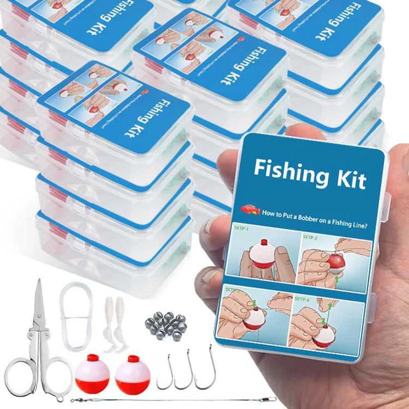 ^. [SH] 24pcs/set emergency fishing kit, mini portable fishing gear box with cutter/flying/pit for bass/kayak fishing gear