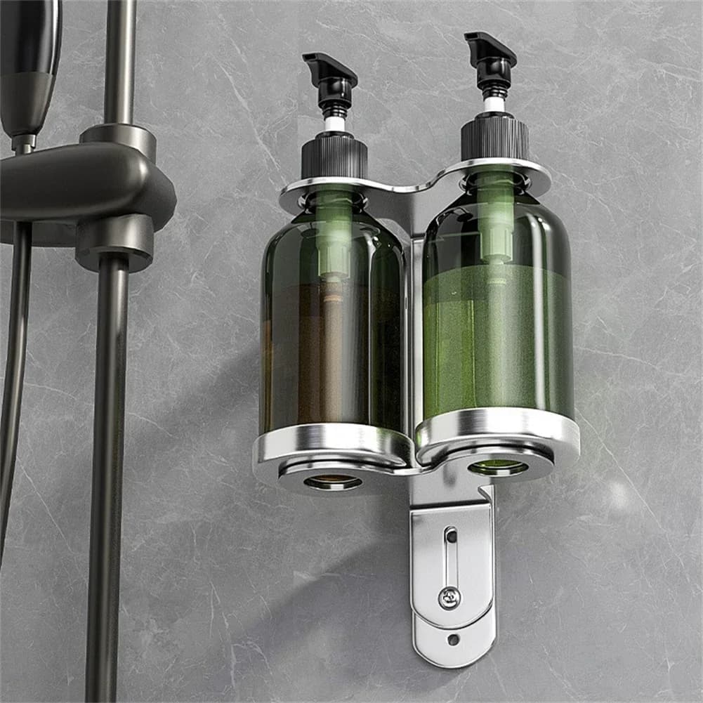 Bottiglia con pompa per dispenser manuale di sapone a parete con supporto Bottiglie separate per shampoo e gel doccia per hotel