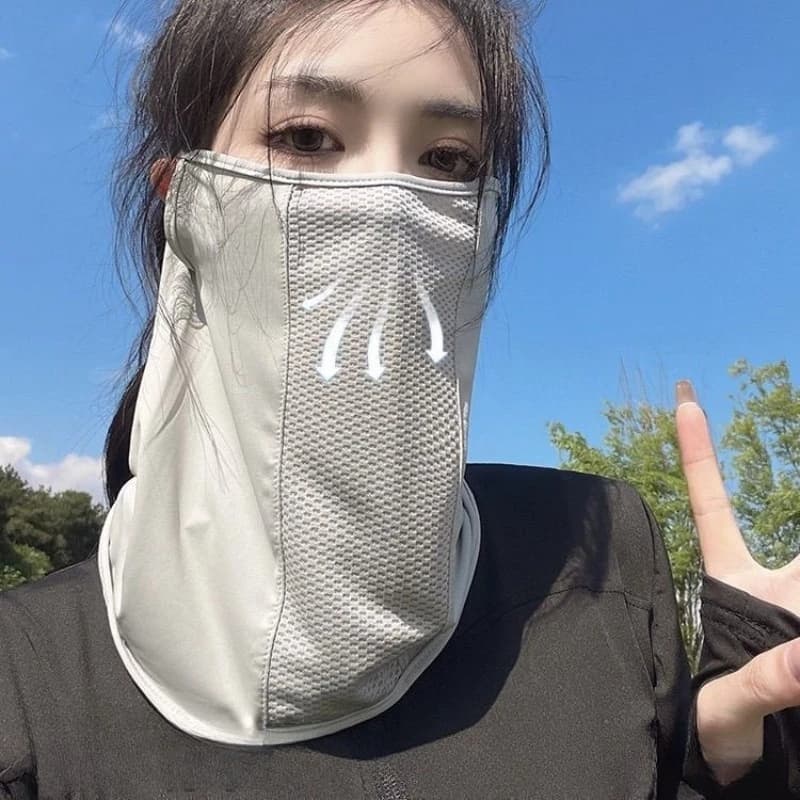 Maschera Protettiva UV con Protezione per le Orecchie e il Collo, Traspirante in Seta Ghiacciata, per Sport Estivi, Unisex