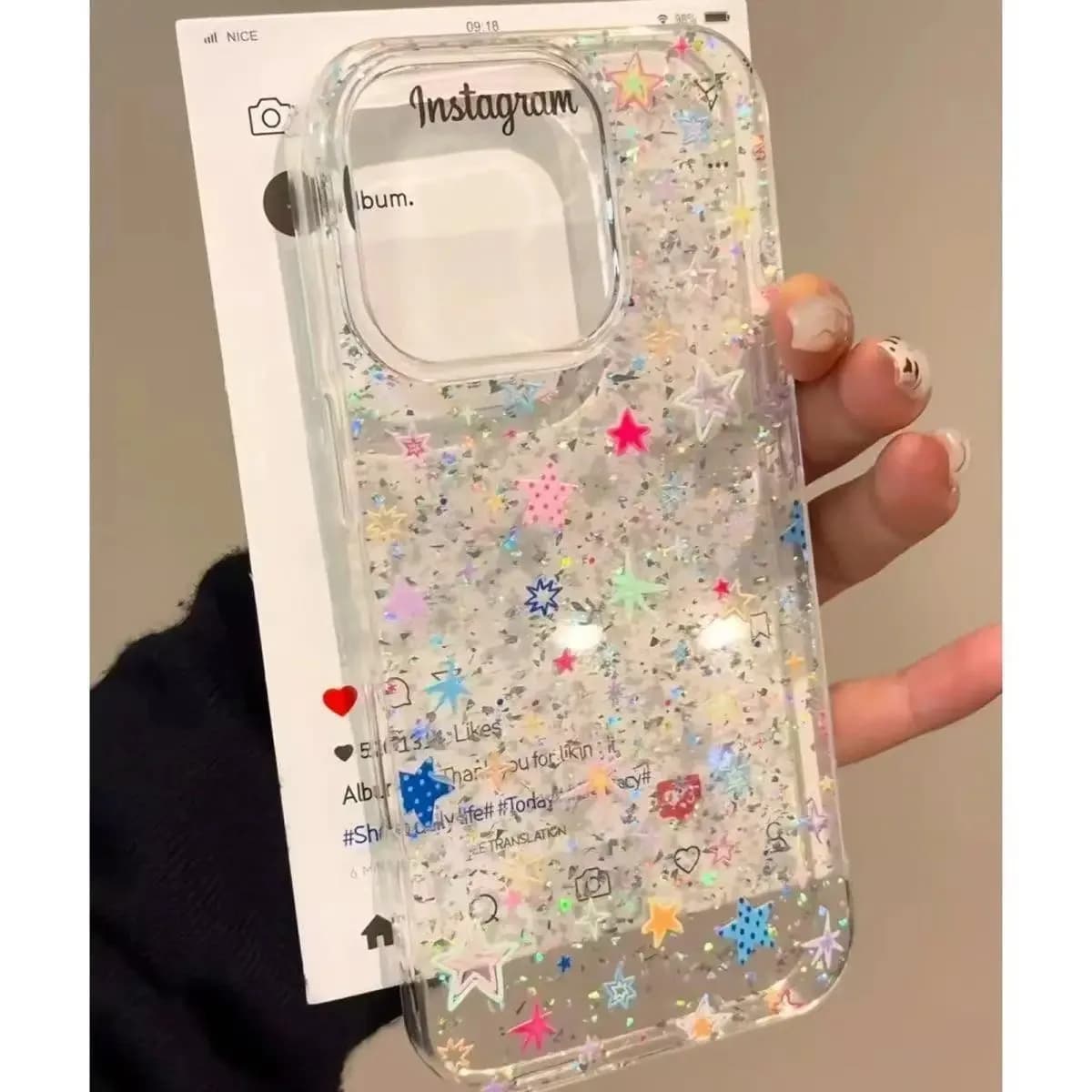 Cute Y2K Star Cartoon Korean INS Lucky Shiny Phone Case For iPhone 11 12 13 14 15 16 17 Pro Max Plus Y2K Kawaii sparkle Cover