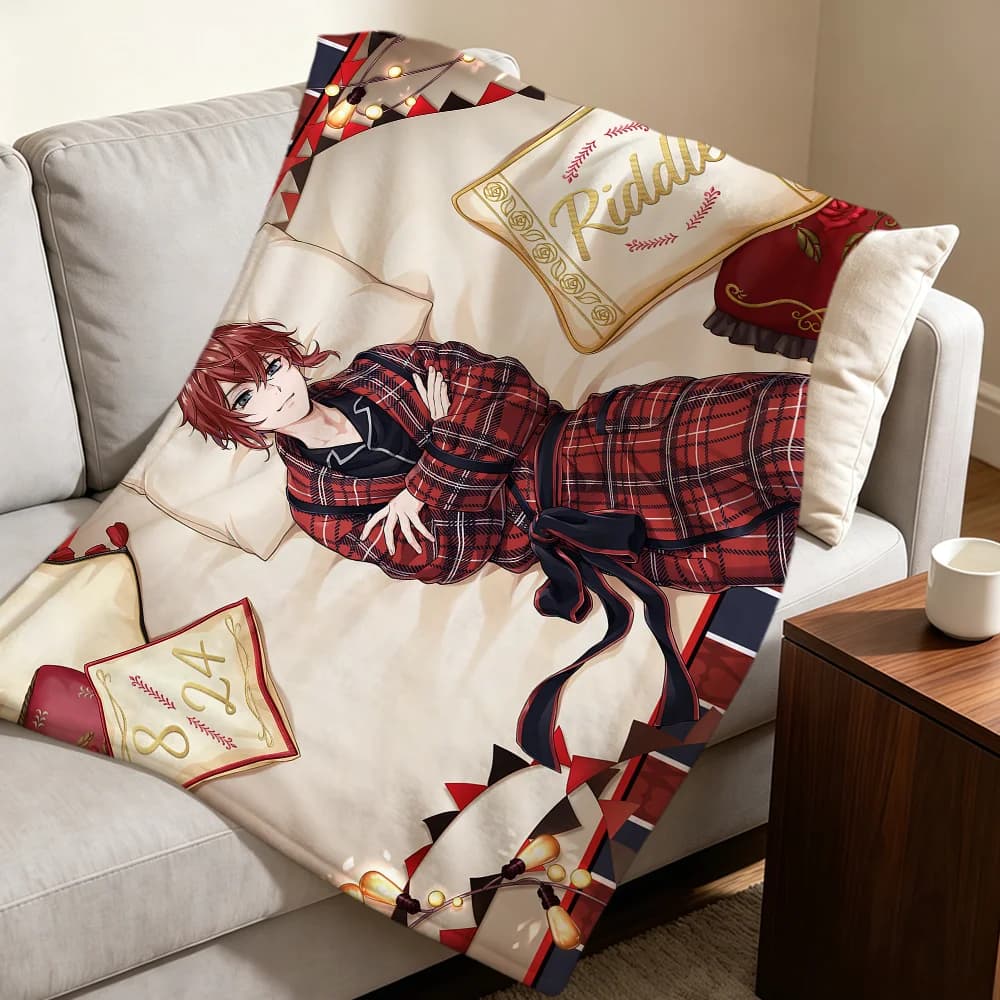 Card SSR T-Twisted Wonderland Ace Azul Cater Idia Warm Soft Plush Blanket Sofa Living Room Nap Home Bedroom Gift Flannel Hogar