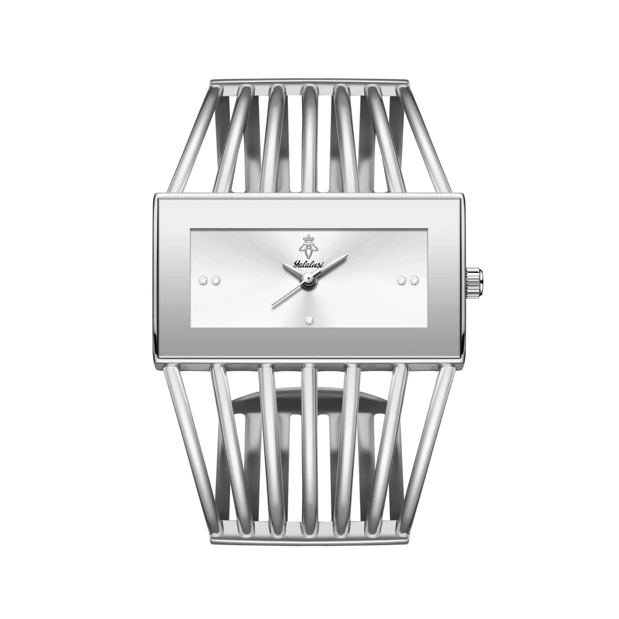 YaLaLuSi Orologio sportivo impermeabile alla moda per uomo e donna, orologio da polso rettangolare con cinturino a gabbia cava tono argento, spedizione gratuita