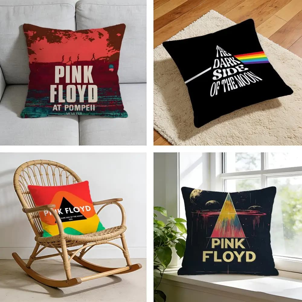 T-The Pink Floyd Band Fodera per cuscino in peluche corto per letto, divano, auto, lavabile