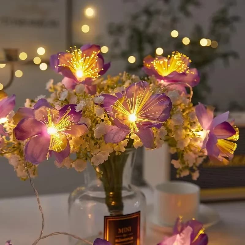 10/20LED alimentati a batteria in fibra ottica luci della stringa del fiore fiore artificiale ghirlanda del partito lucine per la decorazione domestica di nozze