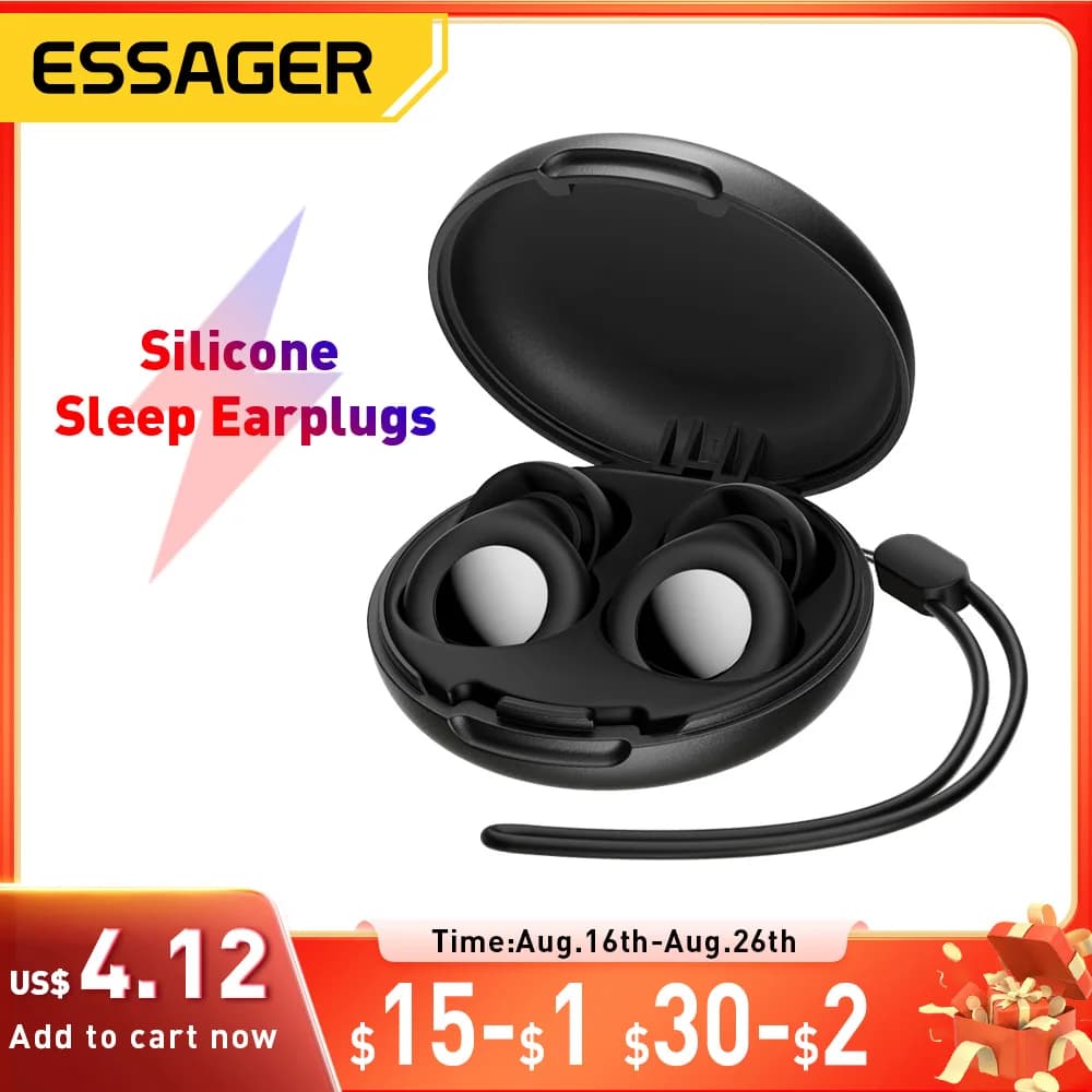 Essager Silicone Ear plugs Sleep Noise Reusable EarPlug with Storage Case Soft Anti noise Earplug for Sleep Concerts Travel Work