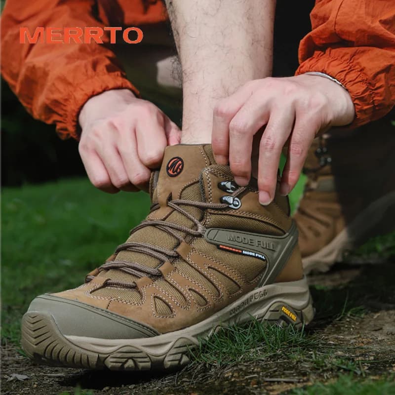 Scarponi da trekking da uomo in pelle bovina mesh Scarpe da trekking impermeabili da esterno da donna Arrampicata Stivali da caccia in montagna Scarpe da ginnastica alla caviglia da passeggio